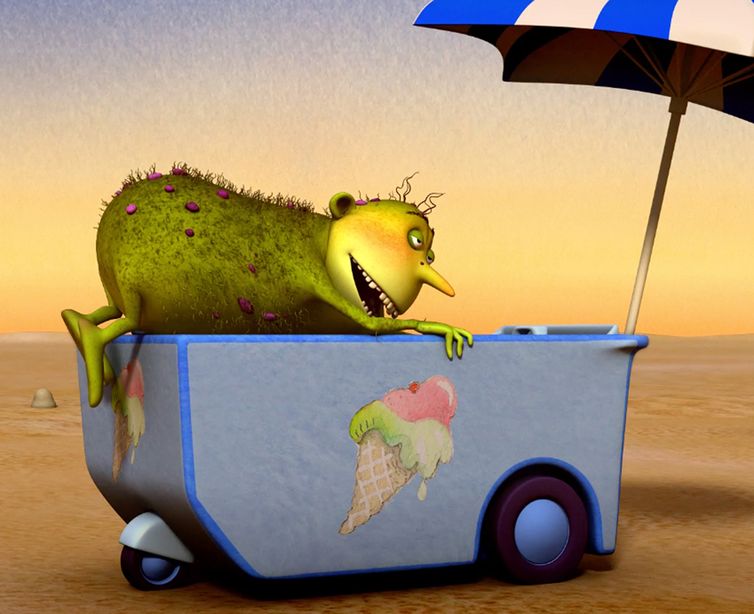 Godofredo encontra um carrinho de sorvete no meio do deserto
