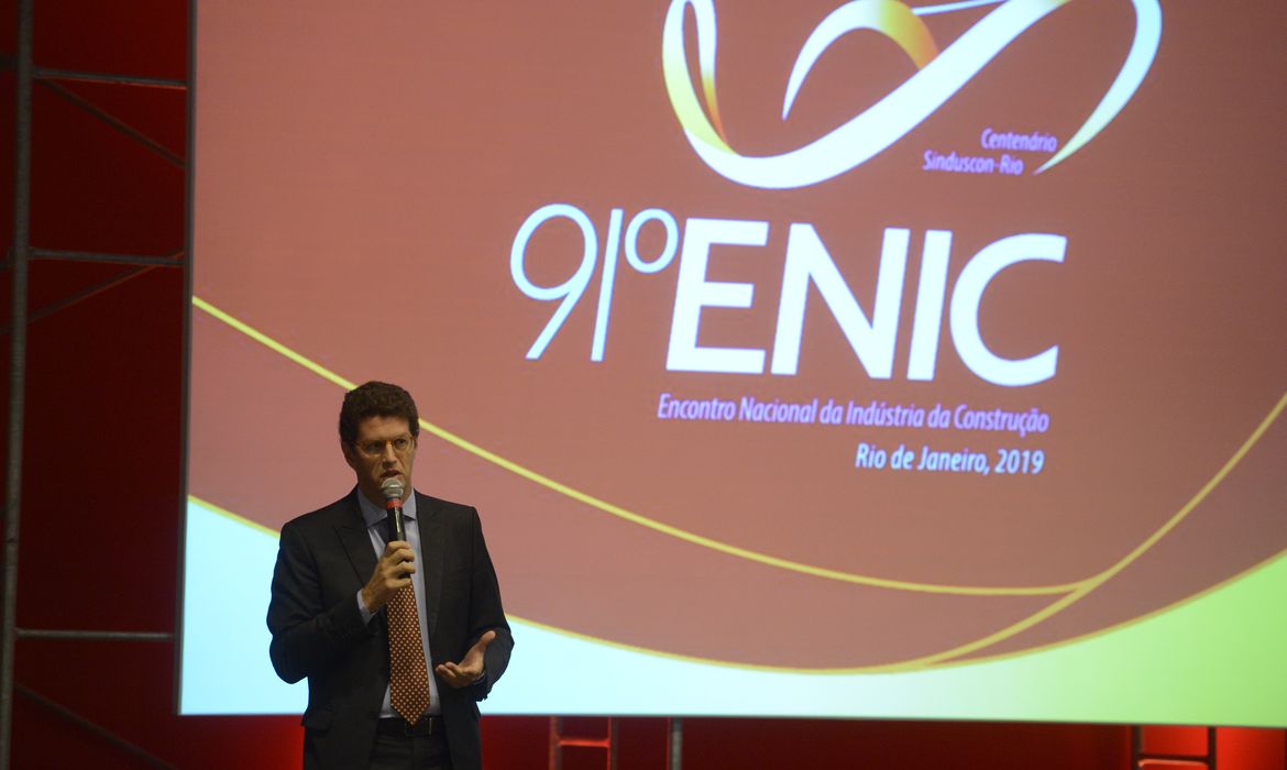 O ministro do Meio Ambiente, Ricardo Salles, fala no 91º Encontro Nacional da Indústria da Construção (Enic), na Barra da Tijuca, zona oeste do Rio de Janeiro.