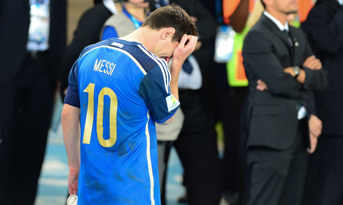 O jogador Argentino, Lionel Messi na final da Copa do Mundo 2014 entre Alemanha e Argentina no Maracanã