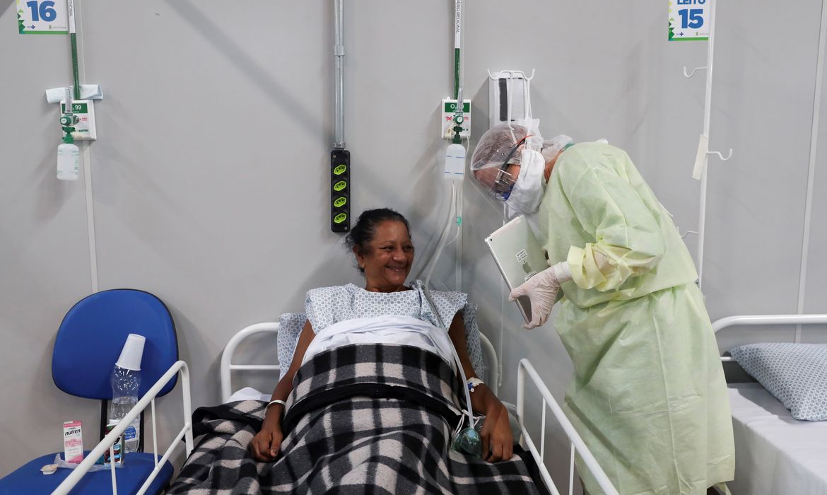 Maria Lucia da Silva Farias, 60, a patient suffering from the coronavirus disease (COVID-19) 