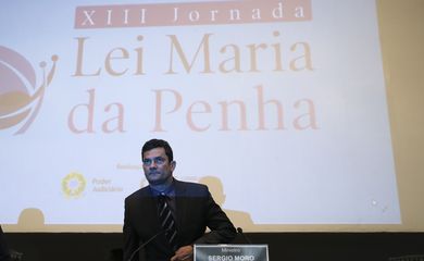O ministro da Justiça e Segurança Pública, Sergio Moro,  participa da solenidade de abertura da 13ª Jornada Lei Maria da Penha