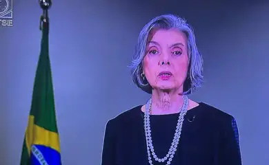 Brasília (DF) 05/10/2024 Declaração da presidente do Tribunal Superior Eleitoral (TSE), Cármen Lúcia em rede Nacional.  Foto reprodução da TV