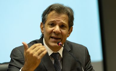 Brasília (DF) 28/02/2023 O ministro da Fazenda, Fernando Haddad, durante coletiva sobre reonaração de combustíveis