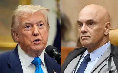 Donald Trump e Alexandre de Moraes. Reuters/Yuri Gripas e Carlos Moura/STF
Alexandre de Moraes