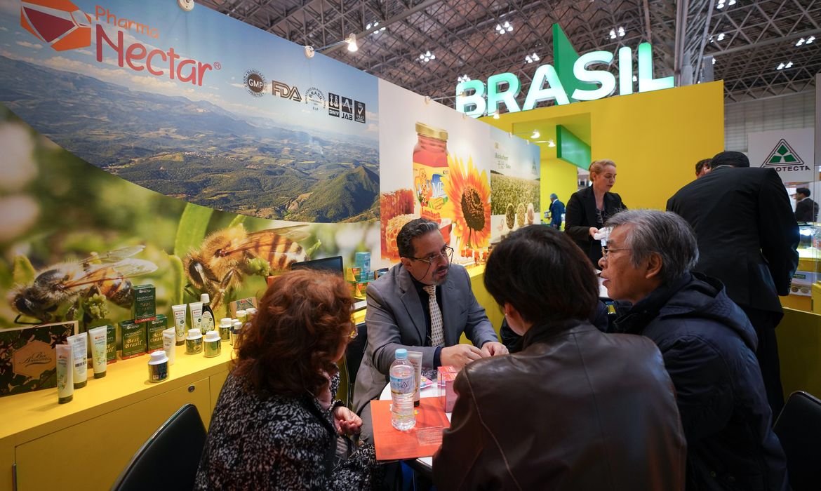 Estande do Brasil na feira gastronômica Foodex, em Chiba (Japão) 