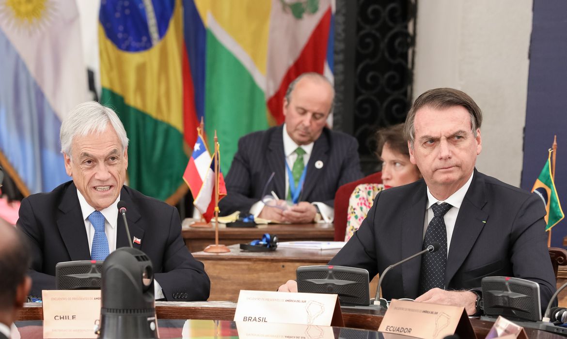O presidente do Brasil, Jair Bolsonaro, durante abertura do fórum que discute a criação do Prosul, nova comunidade de países latino-americanos que deverá substituir a União das Nações Sul-Americanas (Unasul).