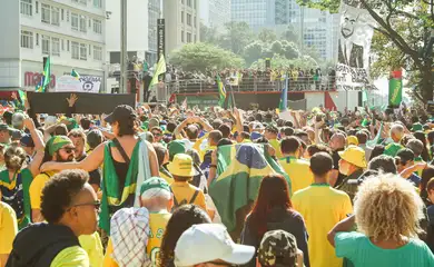 São Paulo (SP), 03/08/2025 - Apoiadores do ex-presidente Jair Bolsonaro realizaram manifestação na avenida Paulista e em diversas cidades do país. Os atos foram convocados por aliados de Bolsonaro.
Foto: Cadu Pinotti/Agência Brasil