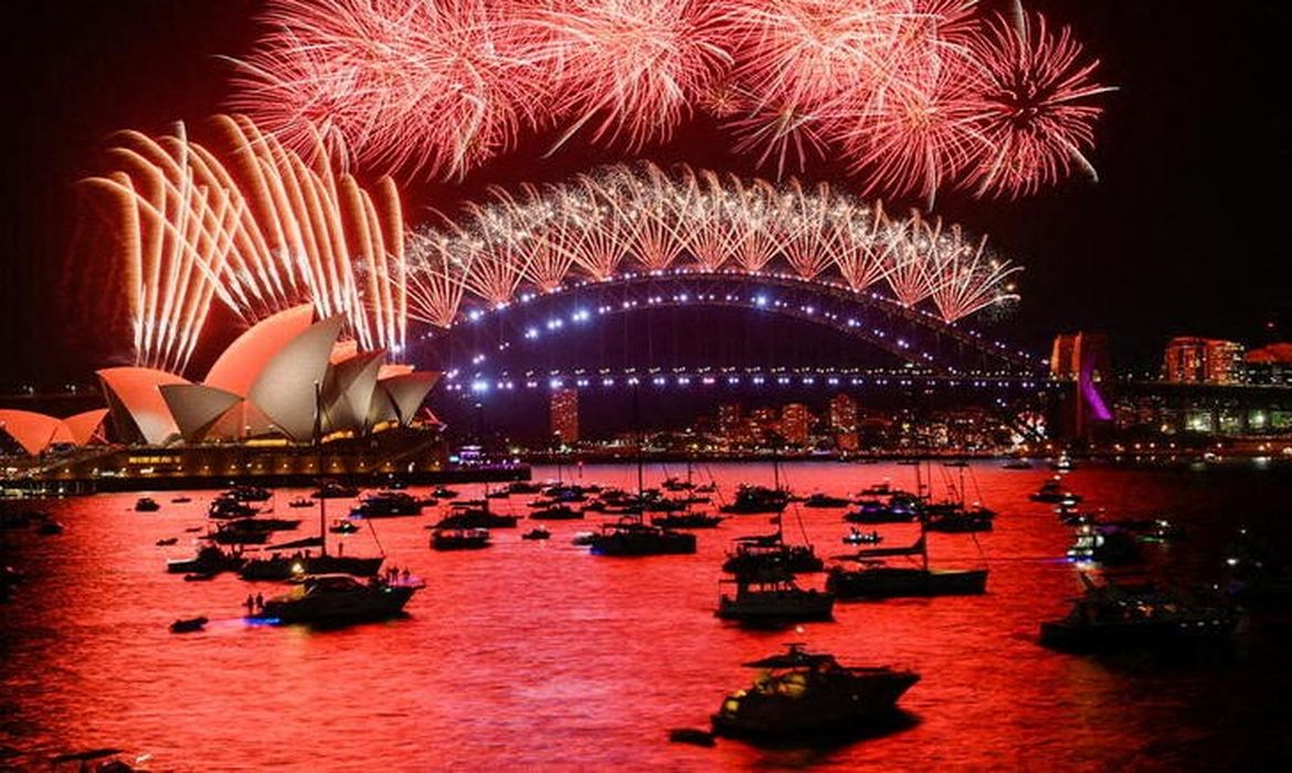 Comemoração da chegada de 2022, em Sydney, Austrália.