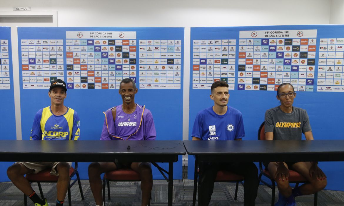 São Paulo  SP 30/12/2023 .Coletiva 98ª Corrida de São Silvestre com corredores brasileiros, Franck Caldeira,Geovani dos Santos, Ederson e Cleidiane. Foto Paulo Pinto/Agência Brasil