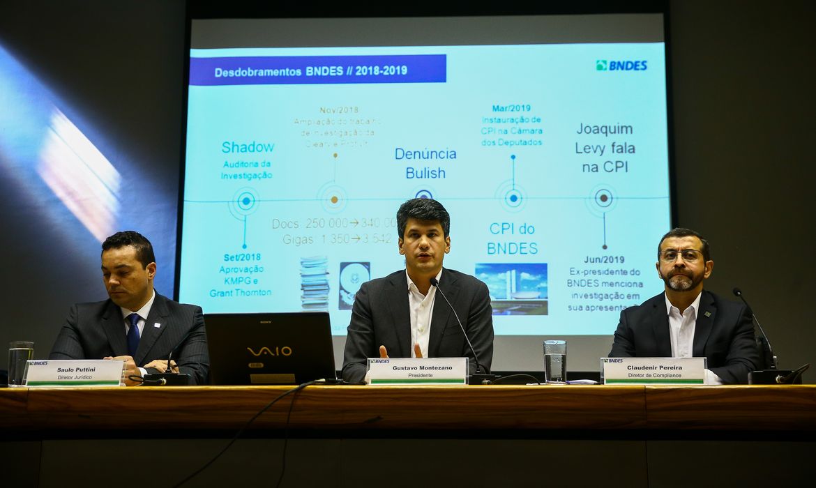 O presidente do BNDES, Gustavo Montezano, apresenta esclarecimentos sobre o processo de investigação independente envolvendo operações entre o Banco e as empresas JBS, Bertin e Eldorado