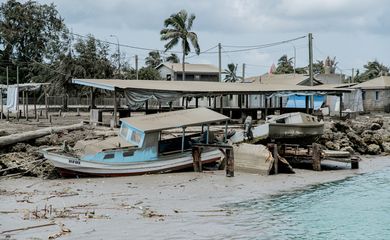 FILE PHOTO: Aftermath of volcanic eruption and Tsunami in Tonga