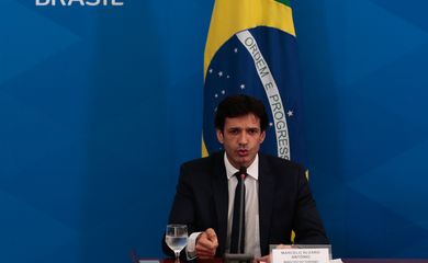O ministro  do Turismo, Marcelo Álvaro Antônio, participa de coletiva de imprensa no Palácio do Planalto, sobre as ações de enfrentamento ao covid-19 no país