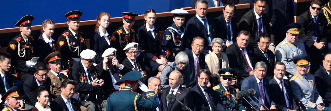 Vladimir Putin no desfile militar que comemorou a vitória sobre a Alemanha nazista