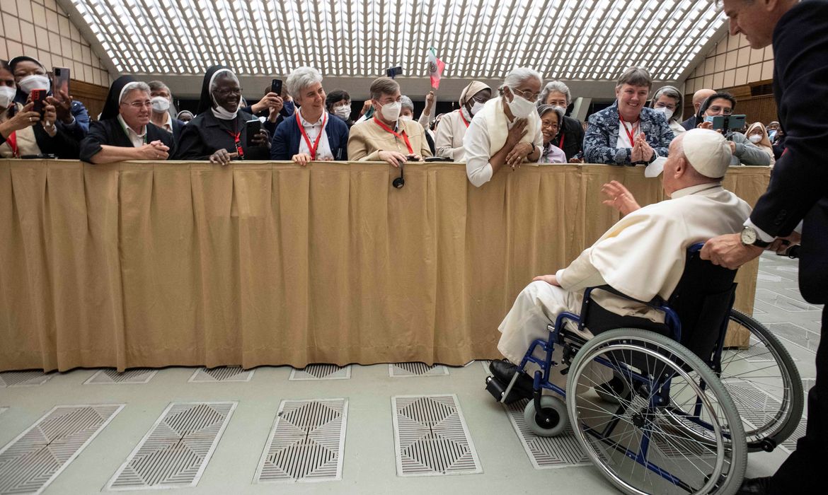Pope Francis meets with participants in the plenary assembly of the IUSG at the Vatican
