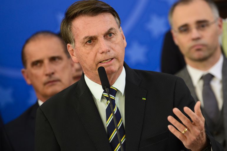 O presidente da República, Jair Bolsonaro, faz pronunciamento no Palácio do Planalto