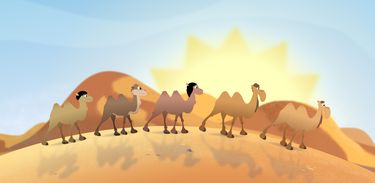 Os camelos são animais adaptados às condições extremas do deserto