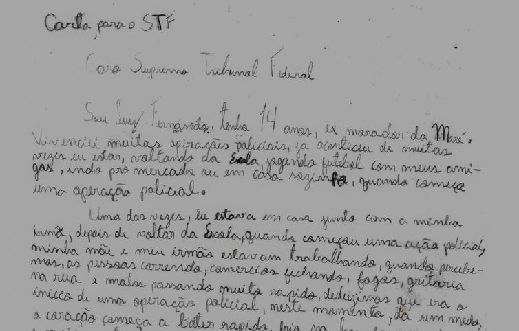 Brasília (DF) 02/04/2025 - Adolescente escreve carta ao STF por paz nas favelas - Documentário traz visão de crianças sobre violência policial em favelas Foto: Cartas Pela Paz/Divulgação