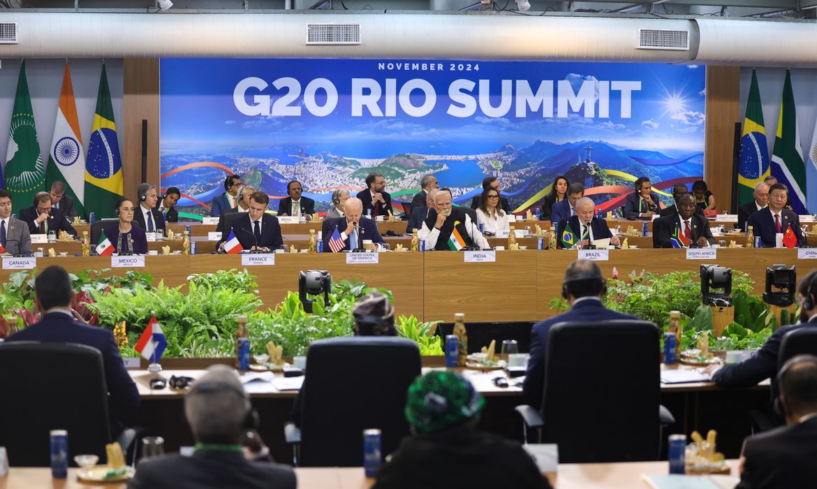 Tomaz Silva/Agência Brasil Rio de Janeiro (RJ), 18/11/2024 – Mesa de abertura do G20, no MAM, na zona central da capital fluminense. Foto: Tomaz Silva/Agência Brasil