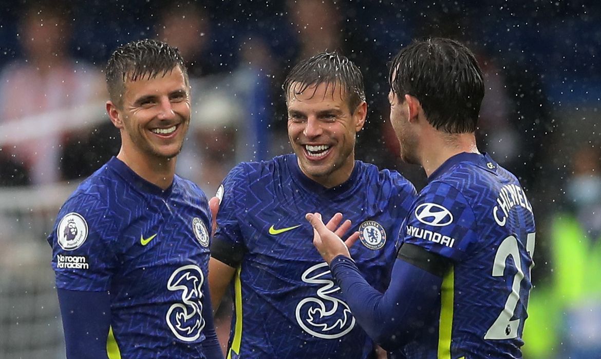 Jogadores do Chelsea celebram em vitória sobe o Southampton - Premier League