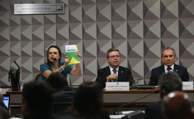 Brasília - Janaína Paschoal, um dos autores do pedido de afastamento da presidenta Dilma Rousseff, na Comissão Especial do Impeachment no Senado  (Fabio Rodrigues Pozzebom/Agência Brasil)