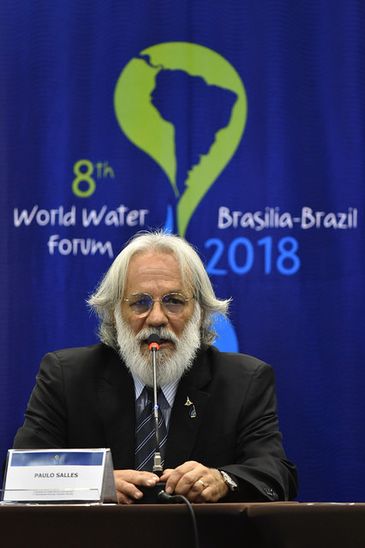 Diretor-presidente da Adasa, Paulo Salles, nos preparativos do 8º Fórum Mundial da Água 