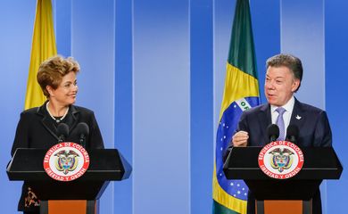 Bogotá (Colômbia) - Presidenta Dilma Rousseff e o presidente da Colômbia, Juan Manuel Santos,  declaração à imprensa (Roberto Stuckert Filho/PR)