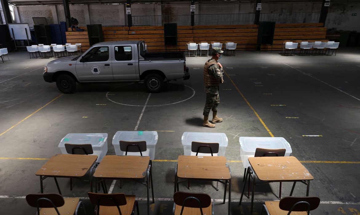 Polling station ahead of the upcoming presidential election in Santiago