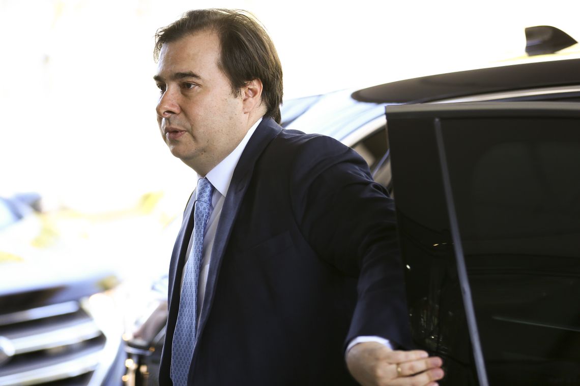 O presidente da Câmara, Rodrigo Maia, durante café da manhã com parlamentares na Confederação da Agricultura e Agropecuária do Brasil. 