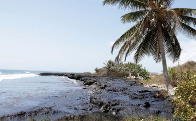 Trinidad Tobago 12/02/2024 Uma área afetada por um derramamento de óleo na Ilha de Tobago, Trinidad e Tobago. Foto Reuters.