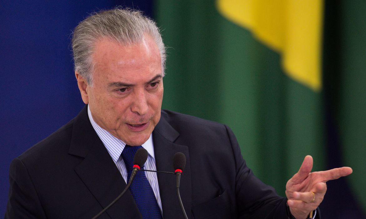Brasília - Presidente Michel Temer durante cerimônia de anúncio de recursos para a merenda escolar de todo o país (Marcelo Camargo/Agência Brasil)