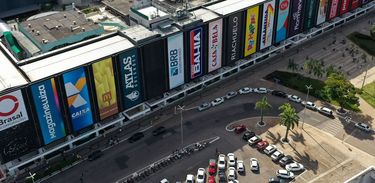 Vista aérea do shopping Conjunto Nacional, em Brasília