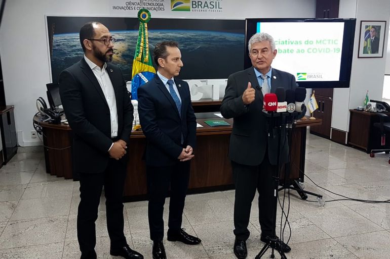 O Ministro da Ciência, Tecnologia, Inovações e Telecomunicações, Marcos Pontes , fala sobre o investimento do Ministério  para o  enfrentamento do COVID-19, durante entrevista à imprensa