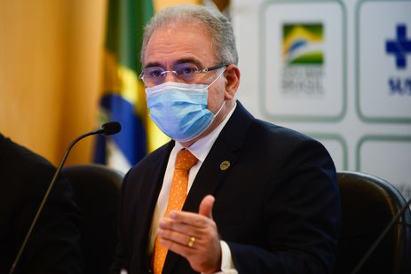 O ministro da Sade, Marcelo Queiroga, durante anncio do plano de vacinao de atletas e credenciados da Delegao Brasileira para os jogos de Tquio.