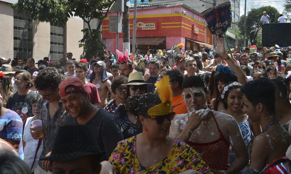 São Paulo - O tradicional Bloco Esfarrapado, que desfila há 71 anos no Bixiga, se concentra na rua 13 de Maio (Rovena Rosa/Agência Brasil)