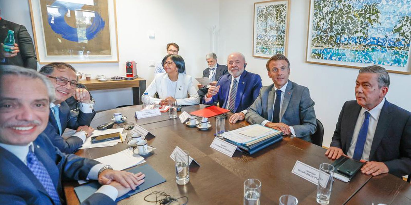 Bruxelas, Bélgica, 17.07.2023 - Reunião com o Presidente da República Francesa, Emmanuel Macron, o Presidente da Nação Argentina, Alberto Fernández, o Presidente da República da Colômbia, Gustavo Petro, e a Vice-Presidente da República Bolivariana da Vene