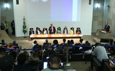 O ministro da justiça, Flavio Dino e a ministra da igualdade racial, Anielle Franco, participam do  lançamento do Programa de Atenção e Aceleração de Políticas de Refúgio para Pessoas A
frodescendentes.