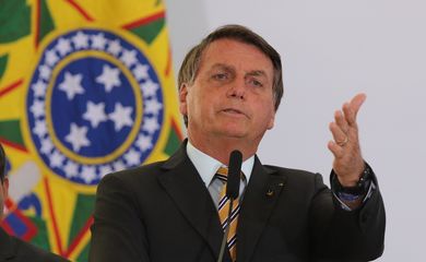 O presidente Jair Bolsonaro, participa do lançamento da retomada do turismo no Palácio do Planalto