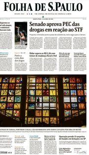 Capa do Jornal Folha de S. Paulo Edição 2024-04-17