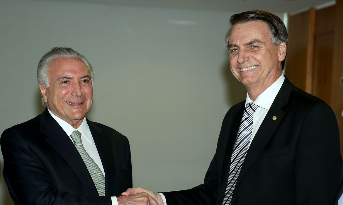 O presidente Michel Temer se reúne com o presidente eleito Jair Bolsonaro, no Palácio do Planalto.