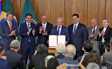 Brasília (DF) 13/08/2025 - O presidente da República, Luiz Inácio Lula da Silva, durante assinatura da medida provisória (MP) Brasil Soberano., no Palácio do Planalto Foto: CanalGov/Reprodução