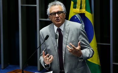 Brasília - O relator Ronaldo Caiado fala durante sessão extraordinária para votar o projeto que cria Cédula Imobiliária Rural, no plenário do Senado  (Marcelo Camargo/Agência Brasil)