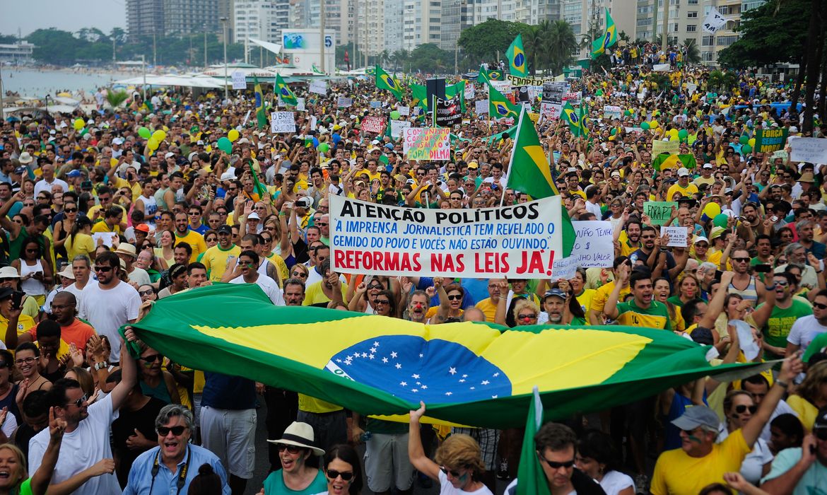 Manifestação no Rio de Janeiro, reúne milhares de manifestantes na orla da Praia de Copacabana(Tânia Rêgo/Agência Brasil)