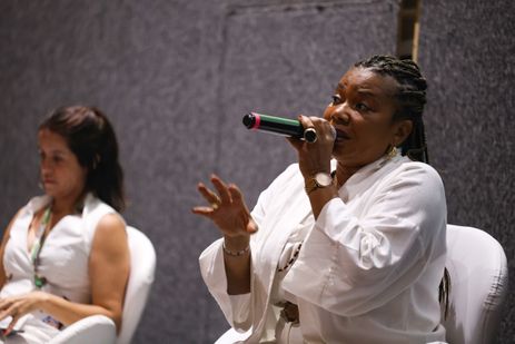 Fortaleza (CE), 05/12/2025 – A ministra da Cultura, Margareth Menezes durante divulgação de pesquisa sobre hábitos culturais, no Mercado das Indústrias Criativas do Brasil (MICBR+Ibero-América), no Centro Dragão do Mar de Arte e Cultura, em Fortaleza (CE). Foto: Tomaz Silva/Agência Brasil