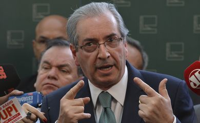 O presidente da Câmara dos Deputados, Eduardo Cunha, anunciou rompimento com o governo, durante entrevista (Antonio Cruz/Agência Brasil)