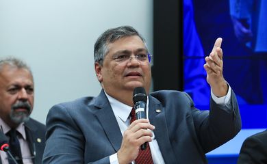 Brasília (DF) 28/03/2023 Ministro da justiça, Flávio Dino, durante  audiência na CCJ da Câmara dos Deputados.