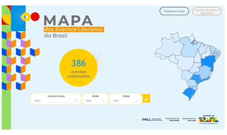 Brasília (DF), 15/04/2026 - Mapa de eventos literários do Brasil. Foto: Ministério da Cultura/Divulgação