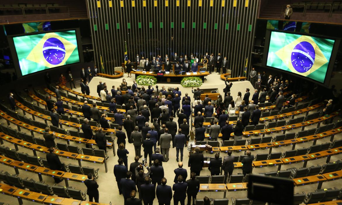 Sessão inaugural dos trabalhos legislativos de 2022, no Congresso Nacional.
