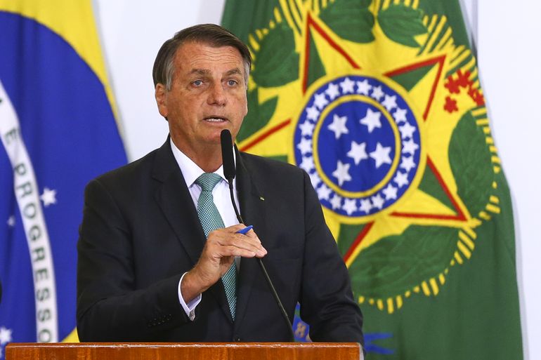 O presidente Jair Bolsonaro durante anúncio de avanços no programa federal de habitação, o Casa Verde e Amarela.