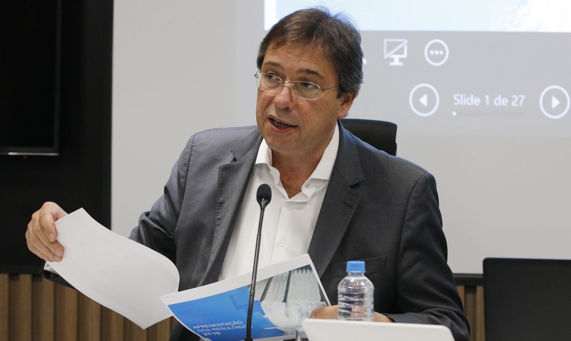  O presidente da Eletrobras, Wilson Ferreira Junior, apresenta os resultados do segundo trimestre e o andamento do Plano Diretor de Negócios e Gestão 2019-2023 da empresa, durante coletiva à impresa 