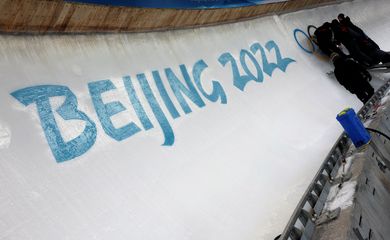 Logo da Olimpíada de Inverno Pequim 2022 em Yanqing, na China - Beijing - Jogos de Inverno